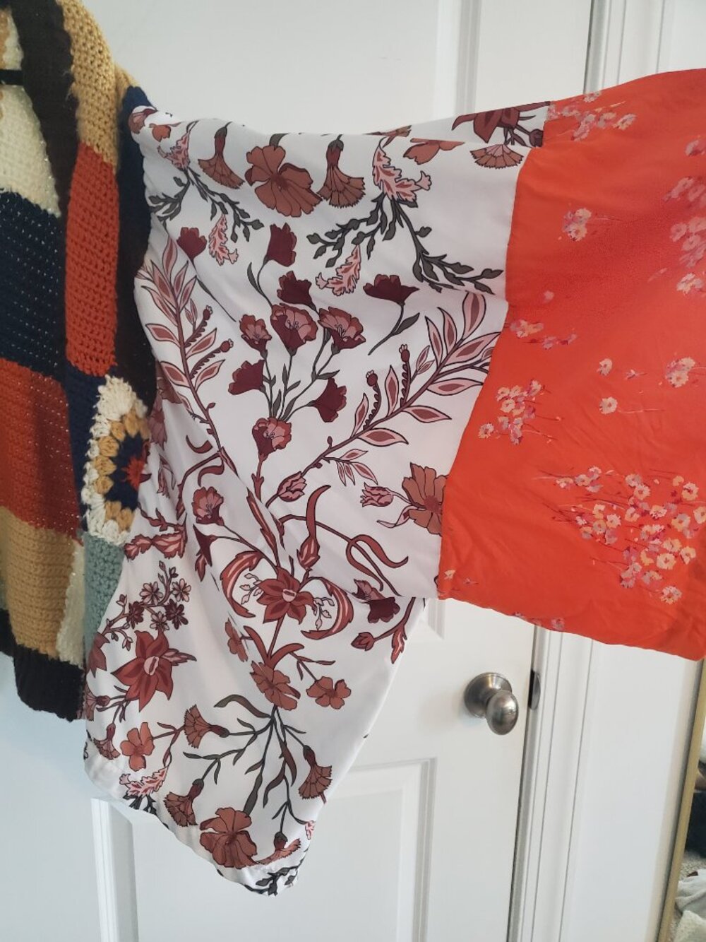 Upcycles boho patchwork mixed-media kimono cardigan - Picture 2 of 3